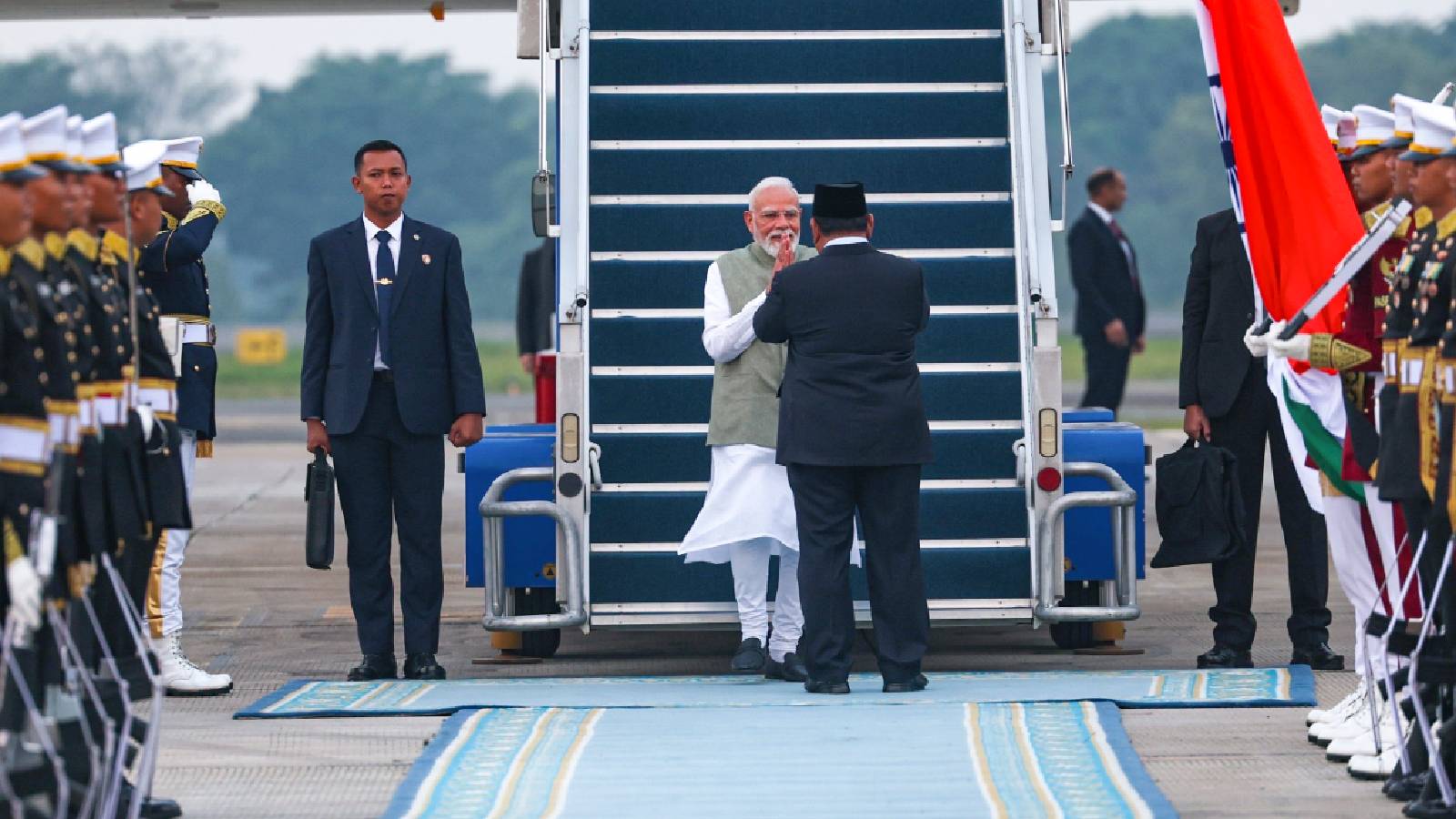 Three-nation tour: Prime Minister Narendra Modi arrives in Indonesia