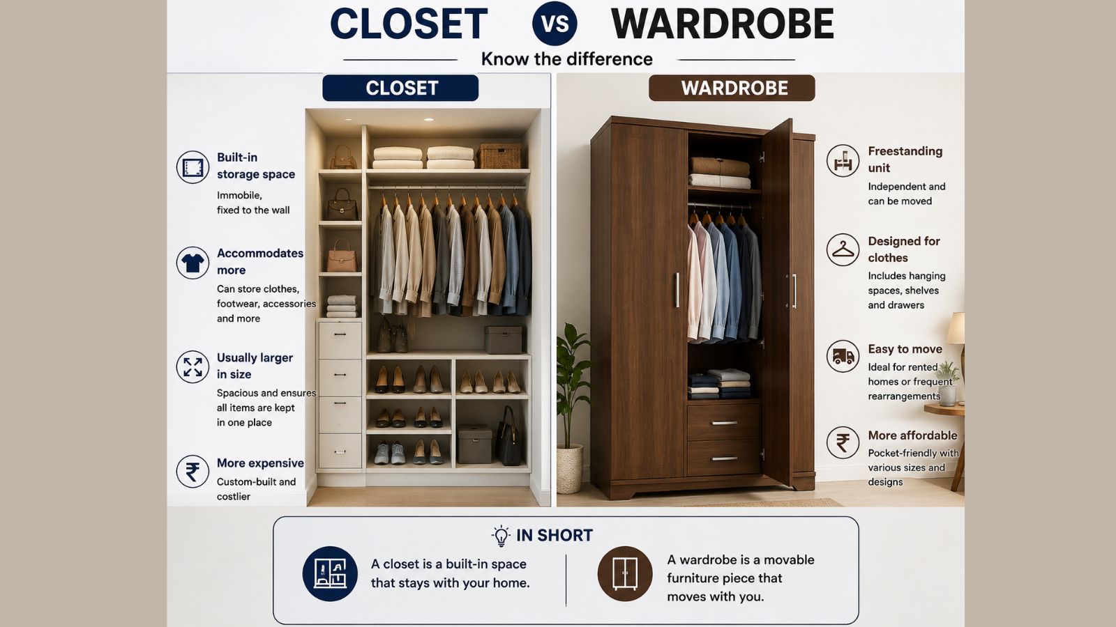 Are you someone who gets confused by 'wardrobe' and 'closet'? Here are the key differences