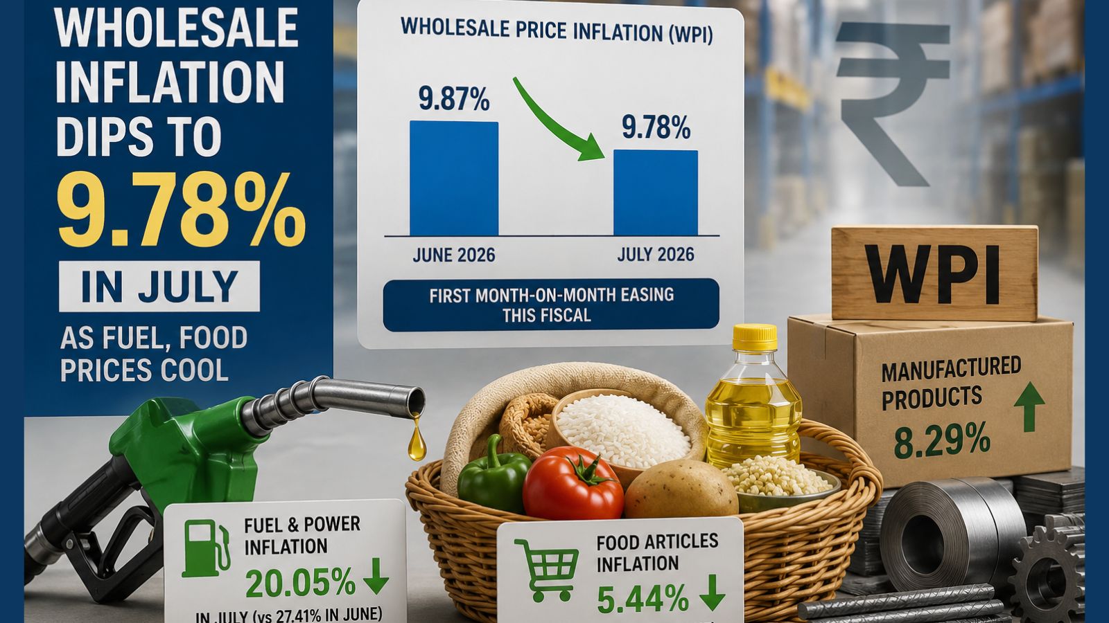 Wholesale inflation dips to 9.78% in July as fuel, food prices cool