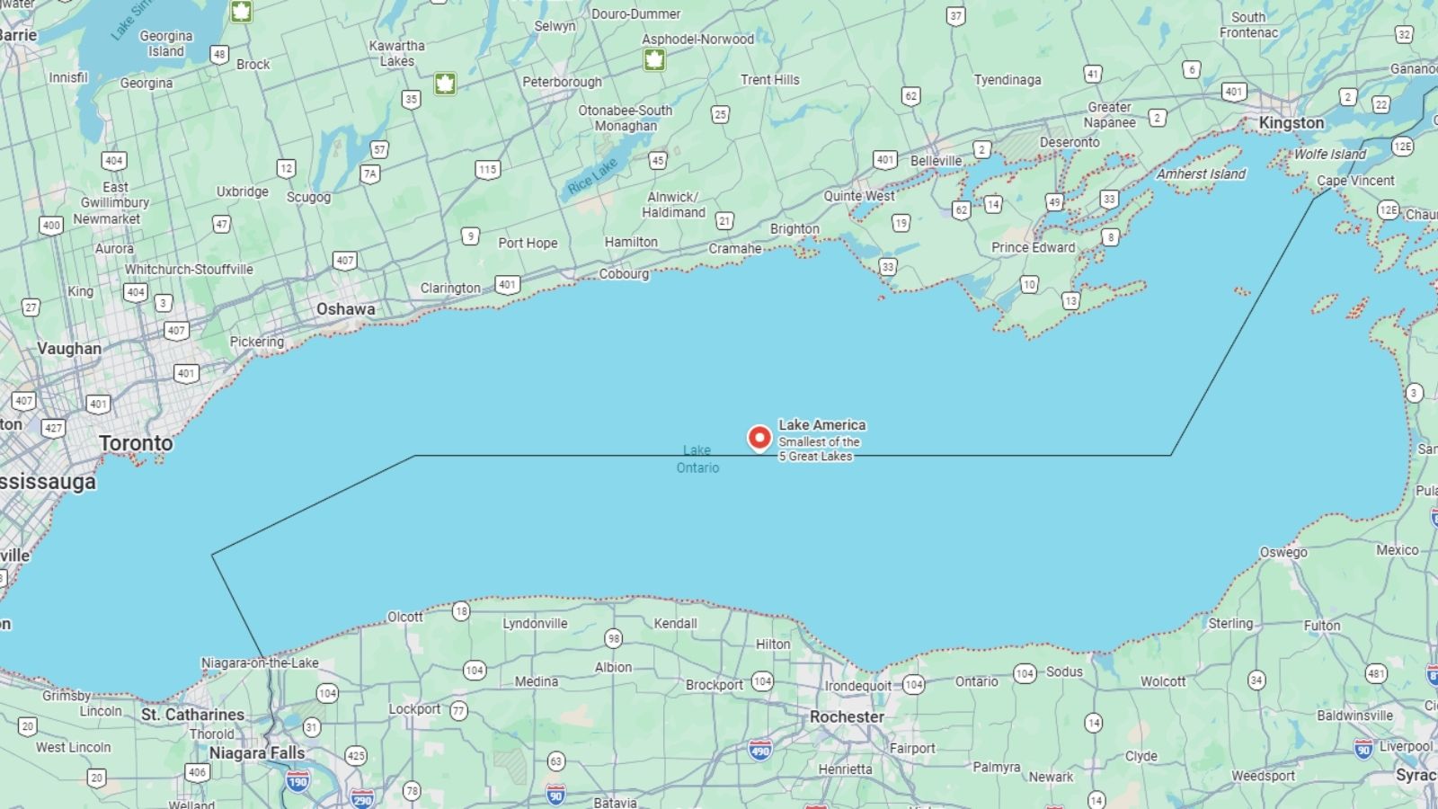 Google Maps renames Lake Ontario as 'Lake America' for US users