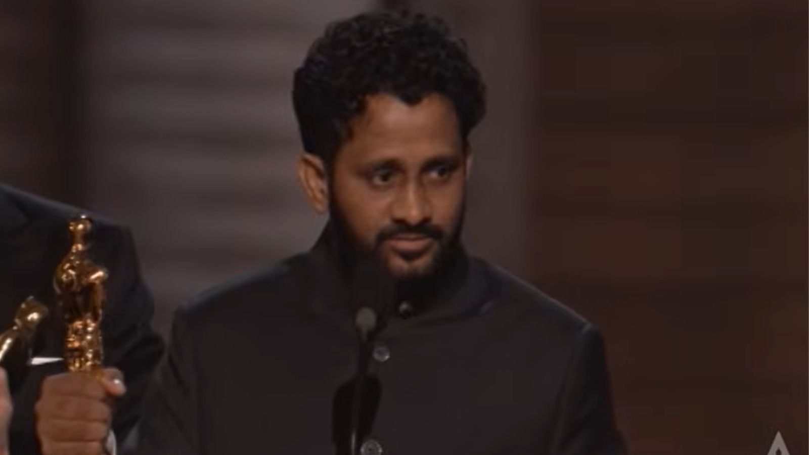 Resul Pookutty after receiving his Academy Award at the 81st Oscars ceremony. Photo: Screengrab via YouTube/@Oscars