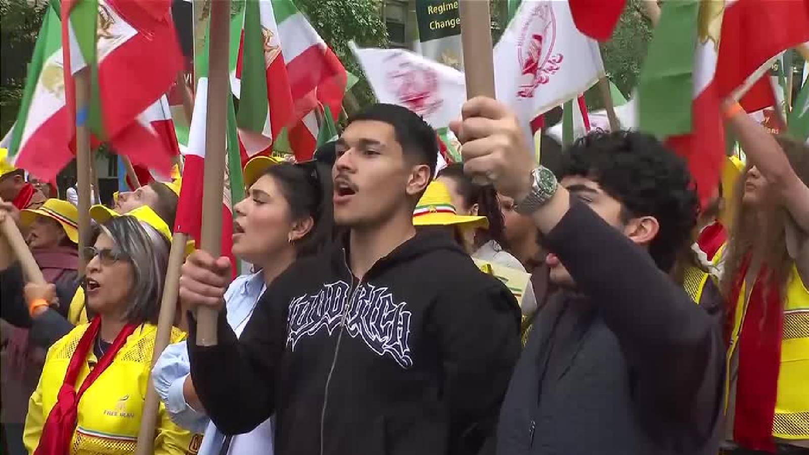 ‘Stand for human rights’: People protest against Iranian government outside UN headquarters