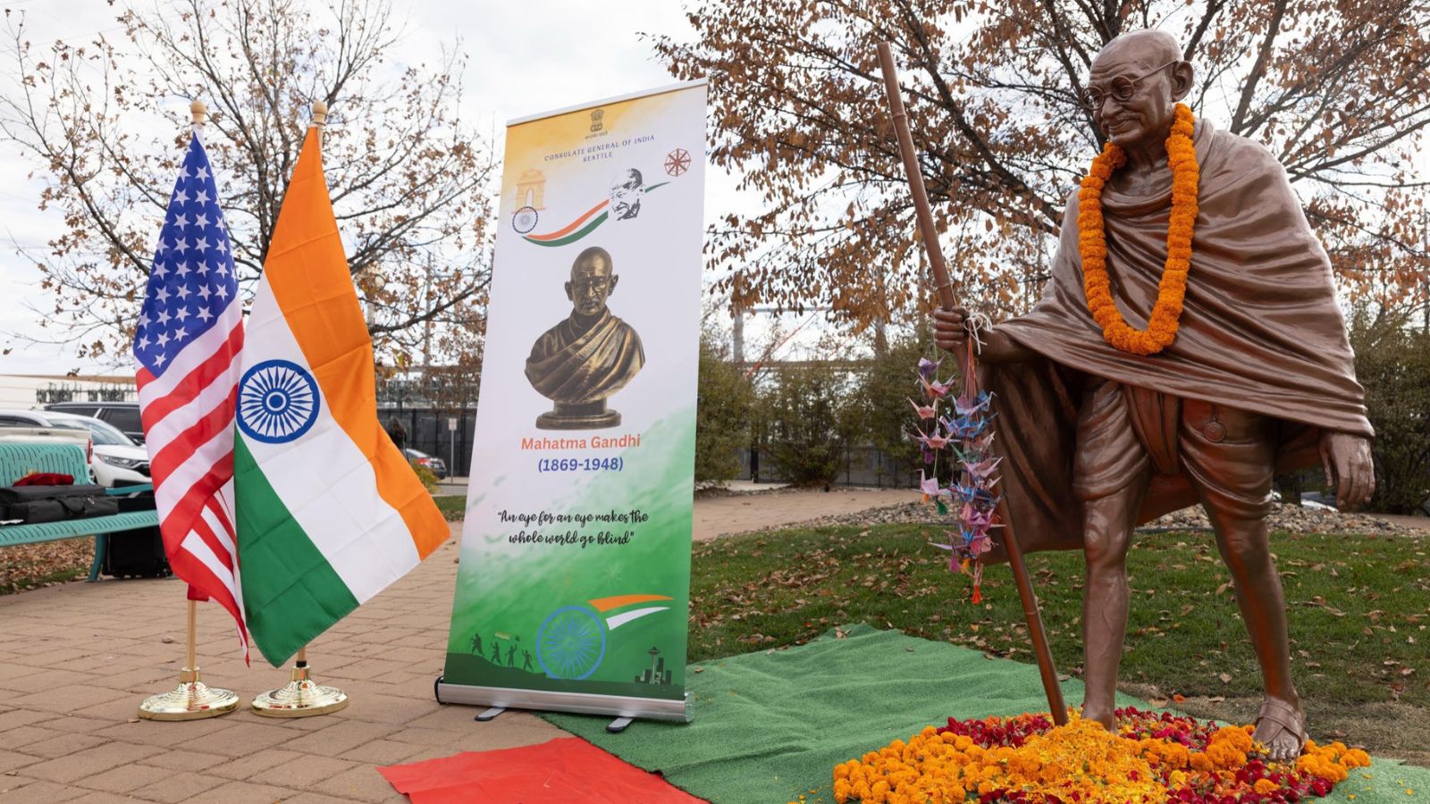 First-ever life-size Mahatma Gandhi statue unveiled in North Dakota