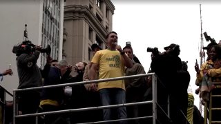 Brazil election: Flavio Bolsonaro's supporters protest against president Lula