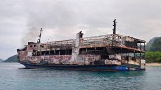 Five killed, 87 missing after ferry fire off Philippines