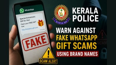Kerala Police warn against fake WhatsApp gift scam using brand names